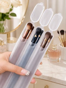 3/2/1pc Makeup Brush Storage Box, Portable Travel Independent Makeup Tool Organizer, Eyebrow Pencil & Eyeliner Storage, Desktop Decor Ornament, Suitable For Vanity Decoration, Bathroom Countertop, Desktop Storage - Multicolor - View 2