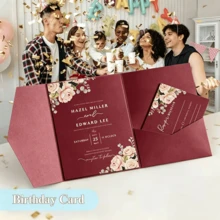 2026F00041319 50/25入 三折口袋式婚禮邀請函封面,訂婚 15週年紀念日 生日 洗禮簡單邀請函信封,DIY邀請函,5*7英吋口袋式邀請函,客製化邀請函,婚禮卡,邀請卡,聖誕卡 - 三折疊請柬 - 查看 4