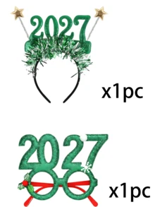 6/2pcs 2027 Christmas Costume Accessory Set, Includes Star Headband And Decorative Glasses, Suitable For Christmas Decoration, Holiday Party And Atmospheric Photo Props, Applicable For Christmas, Theme Party And New Year Party - Multicolor - View 12