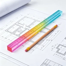 1/2 cái thước kẻ màu gradient, công cụ vẽ hình học khối lập phương 2 trong 1, bộ văn phòng phẩm học toán, dụng cụ vẽ và đo lường, hỗ trợ dạy toán, thước 3D acrylic đa năng, đồ dùng thiết yếu tựu trường - Thước kẻ 3D màu chuyển sắc - Xem 1