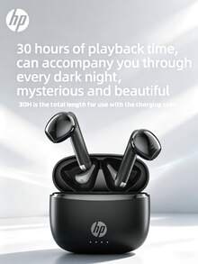 Back To School Gift--HP H10JSE Wireless Bluetooth Earbuds, Compatible With Apple, Android And Other Devices, Wireless Earbuds (Includes Charging Case With Brown Storage Bag), Bluetooth 5.4, IPX4 Waterproof, 30 Hours Battery Life, Built-In Microphone - View 9