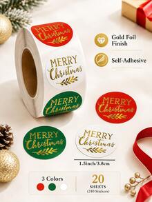 Christmas Stickers Gift Stickers Envelope Stickers Christmas Gold Foil Self-Adhesive Stickers Holiday Decoration Stickers Labels Christmas Decorative Stickers For Gift Wrapping Holiday Cards Envelope Sealing Cute Gold Foil Design - Multicolor - View 2