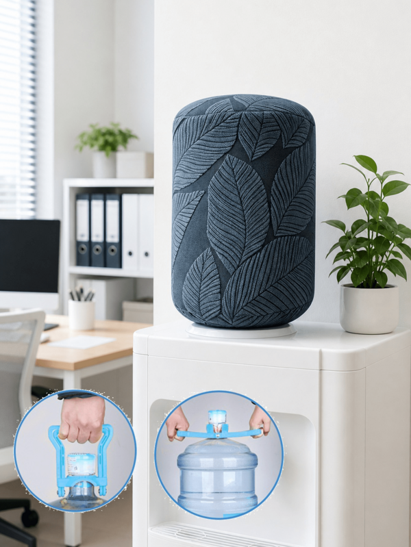 Elastic Fabric Water Dispenser Bucket Dust Cover Set With Water Carrier–Stretchable Dustproof Protector For Home,Hotel,Office-Easy-Carry Handle,Durable–Ideal For Families,Hotel Managers,Office Staff–Great Housewarming,Holiday,Or Thanksgiving Gift.