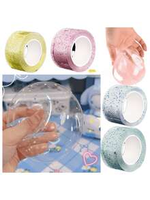 1/4pcs Glitter Transparent Nano Double-Sided Tape, Reusable, Strong Adhesion, Suitable For Home, Office And Classroom [Nano Tape Size: 0.7mm Thick - 20mm Wide - 1m Long] - Multicolor - View 4