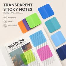 20pcs Colorful Transparent Sticky Notes, Waterproof Writable Self-Adhesive Memo Pads, Reusable Page Markers Bookmarks For Reading, Study, Note-Taking, School And Office Supplies - one-size - View 1