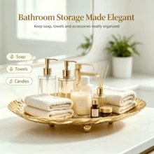 WAXJJDW Gold Textured Vanity Storage Tray With Free Deer Figurine,Key & Cosmetic Jewelry Organizer,Christmas Home Decor Gift - Hammered Storage Tray + Deer - View 8