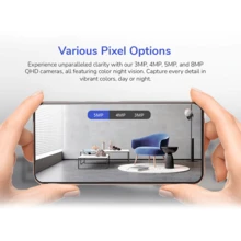 Microwear E5 Camera, WiFi, Bluetooth, Two-Way Audio, Night Vision, Motion Detection, 4MP, Smart Home Camera, Indoor/Outdoor. - White - View 6