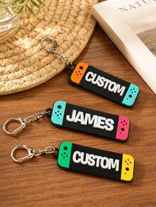 Customized Game Console Name Keychain, Personalized Letter Key Chain, Gamer Style Bag Charm, Customized Keychain, Customizable Name Gamer Gift - Multicolor - View 3