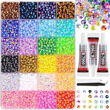 24 Colors 3/4/5mm AB Color Resin Flat Back Rhinestones Set With B-7000 Glue, Rhinestone Pen And Tweezers, Acrylic Jelly Rhinestones For DIY Clothing, Mug, Phone, Crafts, Art And Handmade Diamond Painting Kit - 24 Slots - View 8