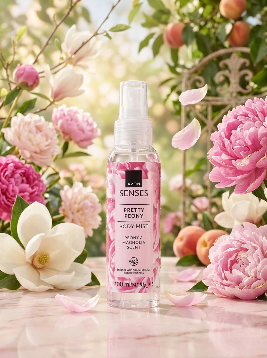 Avon Senses Pretty Peony & Magnolia Body Mist 100 Ml – Refreshing Floral Fragrance, Long-Lasting Body Spray For Women, Ideal For Daily Layering, Lightweight Travel Size, Sweet Peony And Magnolia Infusion, Instant Freshness - Pretty Peony & Magnolia - View 1