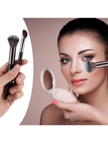 JINSHEE-Two In One Nose Contour Brush, Double Headed U-Shaped Nose Carving And Powder Blusher Brush Precision Fluffy Contour Brush, Perfectly Define The Angular Cheekbones, Highlights, Powder, Contour, Makeup Beginners - Black - View 6