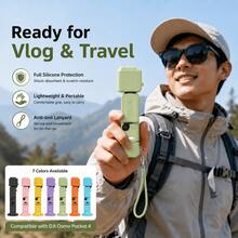 Silicone Protective Case For Osmo Pocket 4, Full Coverage Anti-Scratch And Anti-Collision Cover, Standard Version With Lanyard/Basic Version With Lanyard And Base, Macaron Color Series For Daily Use In VLOG, Hiking, Cycling, Travel And Other Scenarios (Accessories Only) - View 6