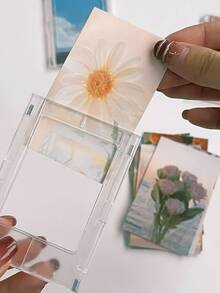 12/8/4/1pc Transparent Magnetic Photo Frame, Suitable For Film, Vertical Mini Photo Frame, Suitable For Room And Office Decoration, Magnetic Base Can Be Attached To Refrigerator/Display Board, Can Hold Mini Cards, Small Photo Display, Christmas Gift - Multicolor - View 5