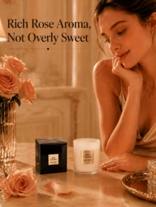 Giorgio Armani Armani 高定私藏香氛蠟燭，阿拉伯玫瑰，居家香氛，精緻裝飾，奢華香氛，細節優雅，適合送禮，精煉燃燒，化妝台裝飾，浴室氛圍 - 阿拉伯玫瑰 - 查看 3