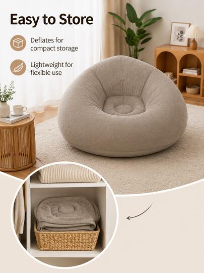 Sofa Santai Lipat Tiup untuk Aktivitas Luar Ruangan, Cocok untuk Ruang Tamu, Berkemah, Piknik, Tempat Duduk Luar Ruangan, Kursi Kemah, Desain Bulat, Furnitur Ringkas, Sofa Lipat Mudah Dibawa, Pelancong, Pecinta Kemah, Perlengkapan Perjalanan, Berjemur, Meditasi