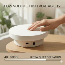 20cm (7.8in) Electric Rotating Display Stand (USB Cable Required), Adjustable Direction, Product Display Base, Rotating Base, Photography, Live Streaming, Jewelry, Figurines, Crystal Glass Jewelry Art Gifts | Matte Surface | USB Powered - White - View 3