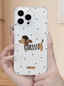 1pc Transparent Polka Dot Sausage Dog Personalized Minimalist Anti-Drop Soft TPU Fashion Phone Case Full Coverage Anti-Fouling Protective Shell Compatible With Apple 18 17 16 15 14 13 12 11 Pro Max Air And Series - Multicolor - View 1