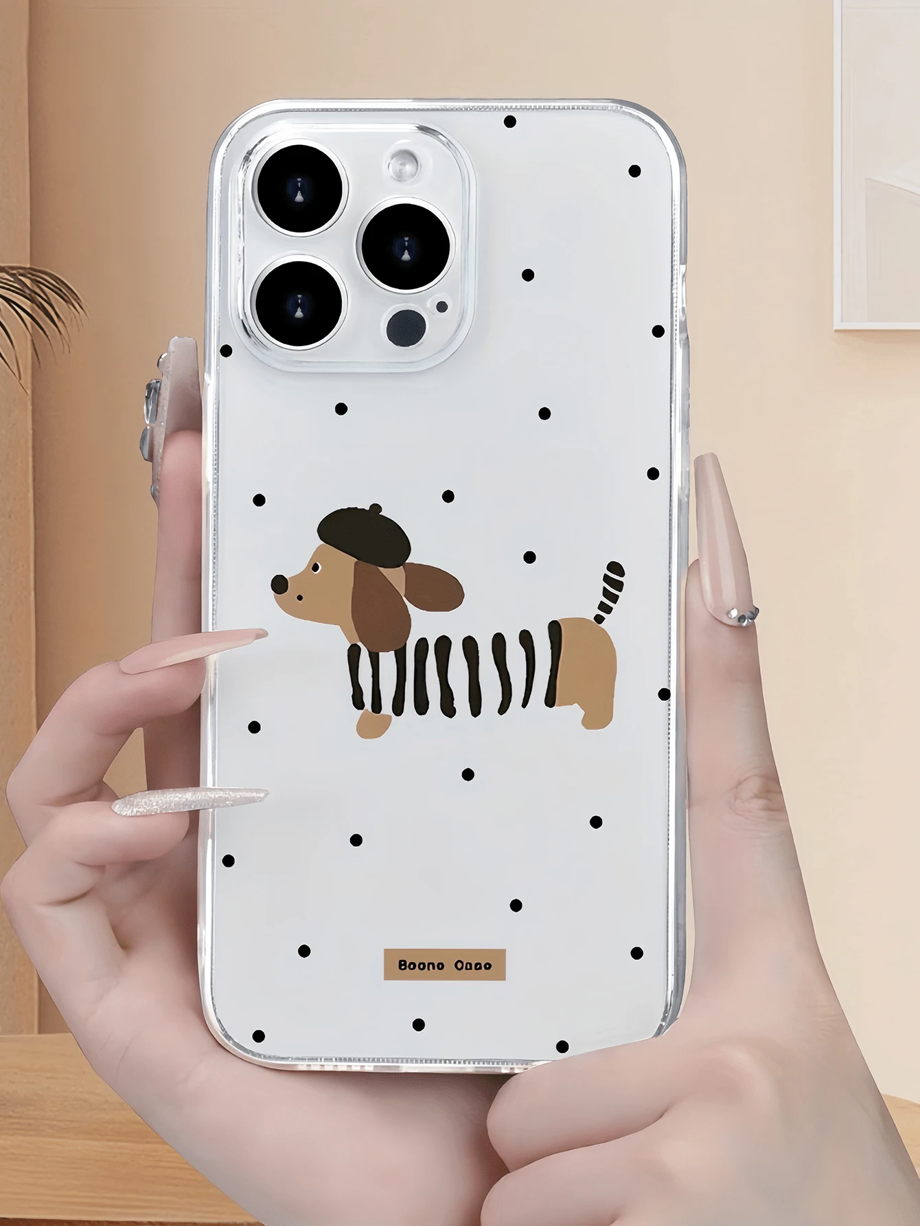 1pc Transparent Polka Dot Sausage Dog Personalized Minimalist Anti-Drop Soft TPU Fashion Phone Case Full Coverage Anti-Fouling Protective Shell Compatible With Apple 18 17 16 15 14 13 12 11 Pro Max Air And Series - Multicolor - View 1