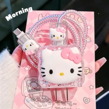 1 Hello Kitty Cartoon 3D Printed Data Cable Protective Cover - Charger Anti-Break And Anti-Tangle Protection Set, Charger And Cable Protective Cover, Christmas Gift Adapter Charging Cable Cartoon Protective Cover, Suitable For Everyone - Multicolor - View 7