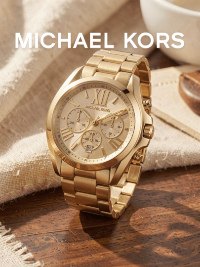 Michael Kors Women's Multifunction Quartz Watch Gold Steel Bracelet Gold‑Tone Dial Bold Roman Numeral Subdials Dinner Formal Gala For Wife Friend