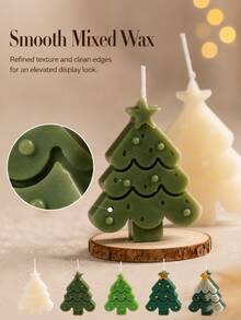 Christmas Tree Shaped Scented Candle, Holiday Christmas Decor Fragrant Candle, Cute Tree-Shaped Candle Ornament, Suitable For Holiday Table, Home Bedroom, Bookshelf Decoration, Creative Christmas Gift - Multi-color - View 1