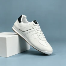 Men's College Style Minimalist Casual Shoes, Suitable For Office, Walking, Urban Sports - White/Black - View 3