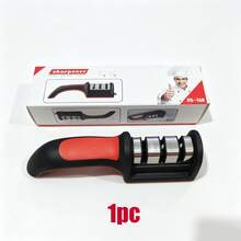 1pc 3-Stage/4-Stage Kitchen Knife Sharpener, Ceramic Blade Sharpening Tool, Boxed - Black - View 11