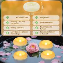 1PC 6PCS 24PCS Box Set + LED Floating Water Sensor Candle Atmosphere Light + Suitable For Decorating Swimming Pool, Bathtub, Aquarium, Water Landscape, Tea Light + Halloween, Christmas Holiday Romantic Creative Surprise Decoration Light - White - View 5