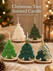 Christmas Tree Shaped Scented Candle, Holiday Christmas Decor Fragrant Candle, Cute Tree-Shaped Candle Ornament, Suitable For Holiday Table, Home Bedroom, Bookshelf Decoration, Creative Christmas Gift - Multi-color - View 2