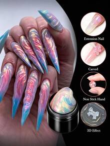 LILY'CUTE 5 Pcs Aurora Gel Ekstensi Tangan Anti Lengket, 7ml Gel Kuku Keras Ukiran 3D, Gel Kuku Padat Multifungsi untuk Ekstensi Kuku, Pembentukan Bunga & Tempelan Rhinestone, Perlengkapan Manikur Rumahan & Salon - MultiWarna - View 3