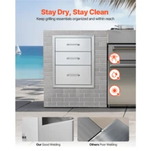 18x23 Inch Outdoor Kitchen Stainless Steel Triple Access BBQ Drawers With Chrome Handle, 18 X23 X 23 Inch - 18 X 23 X 23 Inch - View 3