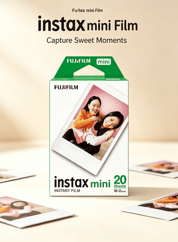 FujiFilm Mini beyaz kenarlı fotoğraf kağıdı 20 sayfalık paket, mini7+/11/40/90/evo/12/41 ve diğer Polaroid kamera modelleriyle uyumludur, seyahat ve parti kayıtları için temel malzemelerdir