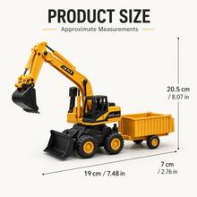 1 Set Engineering Excavator Toy, With Detachable Dump Trailer, Movable Excavator Arm, Rotating Body And Rolling Wheels, Suitable For Children 3 Years And Above Manual Engineering Vehicle Toy Set - Excavator & Trailer Set - View 4