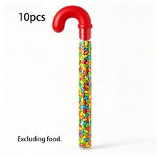 6/10/12/20pcs Large Christmas Candy Tubes, 9.8 Inches (Approx. 24.9cm) Plastic Candy Containers, Transparent Empty Candy Tubes With Red Decoration, Christmas Party Supplies, Red Fill, Holiday Fill, Candy Cane Shape, Suitable For Christmas Party - E-Red - View 10