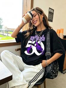 Deep Purple 50th Anniversary Graphic T‑Shirt Unisex 100% Cotton Classic Rock Band Print Tee Casual Street Short Sleeve Tops - Black - View 2