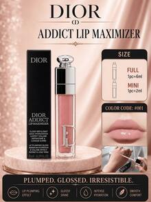 [Ukuran Travel - 2ml 3ml] Dior Addict Lip Balm - Mengisi Bibir Seketika, Melembapkan Tahan Lama - Kelembapan 24 Jam - #001 Merah Muda - View 1