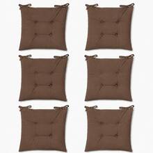Set Of 6 Puffy Soft Square Chair Cushions – 40x40 Cm İN DER TURKEI - Brown - View 1