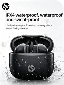 Back To School Gift--HP H10JSE Wireless Bluetooth Earbuds, Compatible With Apple, Android And Other Devices, Wireless Earbuds (Includes Charging Case With Brown Storage Bag), Bluetooth 5.4, IPX4 Waterproof, 30 Hours Battery Life, Built-In Microphone - View 3