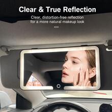 1PC Ultra-Thin LED Car Makeup Mirror, 3 Color Lighting Modes, Detachable Car Vanity Mirror With Light, Touch Control, USB Charging, Compatible With Various Vehicles, Car Mirror Hanging Accessory, Ideal Holiday Gift - Multicolor - View 11