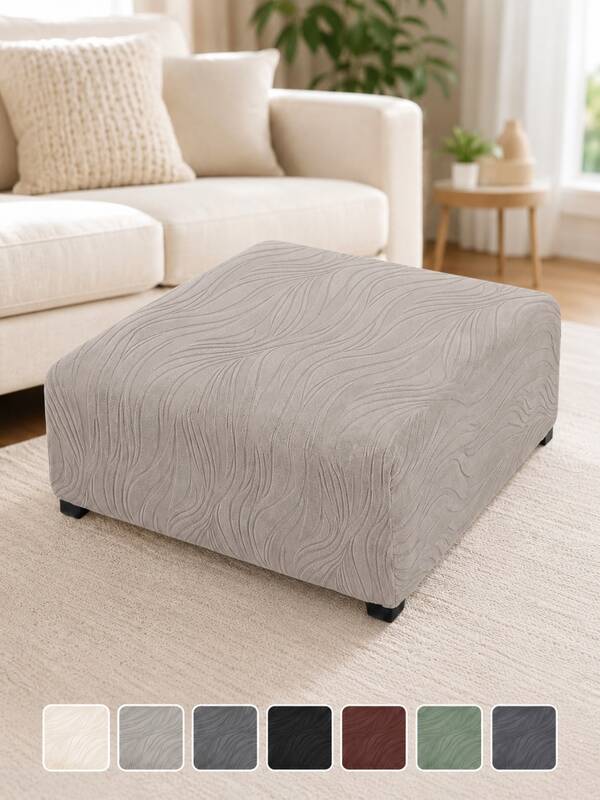 1PC Solid Color Size M Ottoman Stool Cover Stretch All Seasons Footrest Cover Sofa Foot Stool Protector Slipcover For Living Room