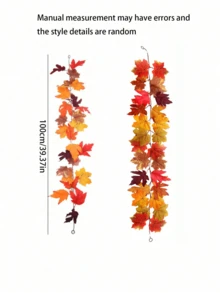 200cm/100cm Artificial Maple Leaf Garland, Autumn Maple Leaf Vine Garland, For Thanksgiving, Halloween, Home, Porch, Mantel, Farmhouse And Other Places Harvest Decoration (Autumn) Home Decor, Halloween Decor, Room Decor - Multicolor - View 11