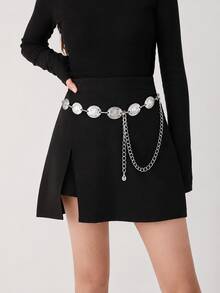 1pc Bohemian Style Gold Coin Chain Waist Belt For Women, Beach Vacation Metal Waist Belt, Match With Dress And Skirt - Multicolor - View 6