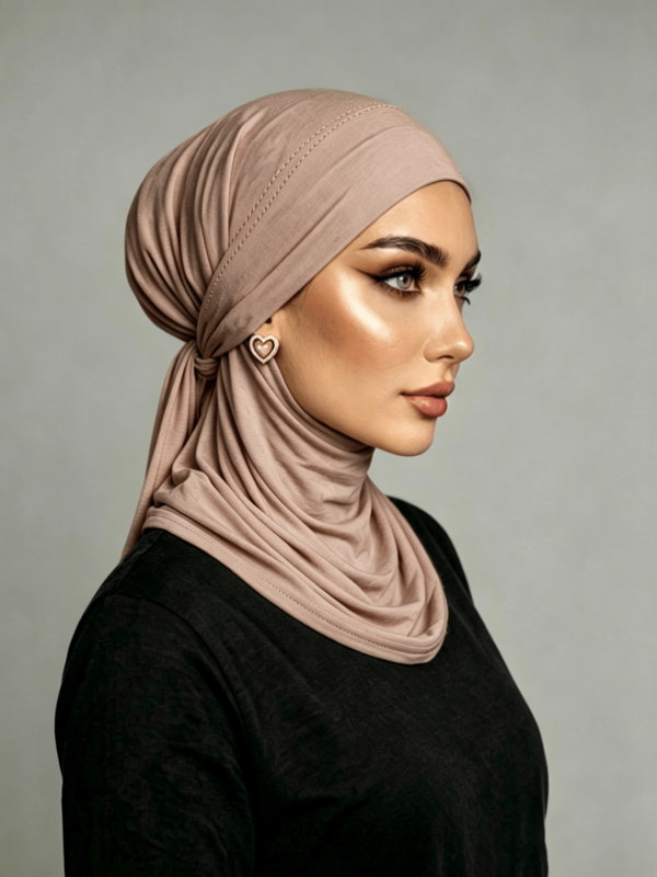 1pc Women's Solid Color Balaclava With Back Tie, Elastic Neck Warmer Headscarf, 3 Ways To Wear, Multifunctional Hijab Cap, Breathable Comfortable Stretchy Wide Brim Sweat-Absorbing Non-Slip Sports Headwrap, Suitable For Daily Life, Sports, Yoga, Fitness And Fashion