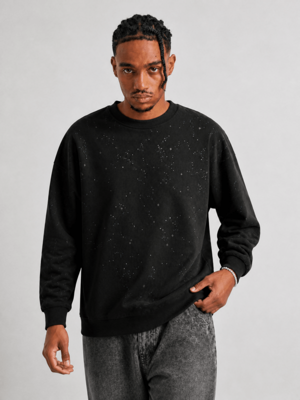 Men's Fashion Crew Neck American Style Sequin Sweatshirt