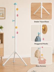 Compact Freestanding Coat Rack, Cute Style 65 Inch (Height) Coat Rack - Mushroom Shaped Design, Eye-Catching Appearance, Strong Load-Bearing Capacity, Easy Installation, Suitable For Dorms And Various Other Scenarios - Multicolor - View 9