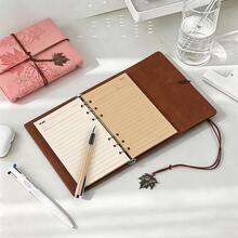 A7 Vintage Notebook With Maple Leaf Pattern, Modern Durable Notebook, Vintage Style Portable Travel Journal, Hardcover Notebook, Home, School Or Office Stationery Supplies - A7 - View 4