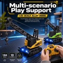 1:64 Mini Alloy Remote Control Crane, Small Simulation Remote Control Crane, 2.4Ghz Remote Control Toy Model Car, 2.4G APP Controllable Desktop Crane Engineering Toy Car With Lights, Portable, Suitable For Boys And Girls Remote Control Toy Car, Ideal Game Gift Toy For Children. Boys Toys Remote Control Car Toy Car - Multicolor - View 1