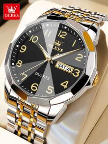 OLEVS 9970 Man Watch Fashion Rhombus Mirror Digital Dial Auto Date Week Waterproof Luminous Original Luxury Quartz Watch For Men - One Size Fits All - View 11