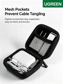 UGREEN LP128 Portable Storage Case For Cables, Chargers, USB Drives, Card Readers, And Memory Cards, Compact Travel Bluetooth Earphone Bag, Digital Organizer Bag - Black - View 3