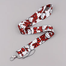 SANRIO 2D 1pc Hello Kitty Cute Cartoon Character Badge Lanyard - Detachable Phone Lanyard Keychain, Card Protection Accessory, Suitable For Stylish Key Rings - Ideal For Office, Or Travel Use, Suitable For Hello Kitty Lovers, Great Gift For Family And Friends - A - View 7